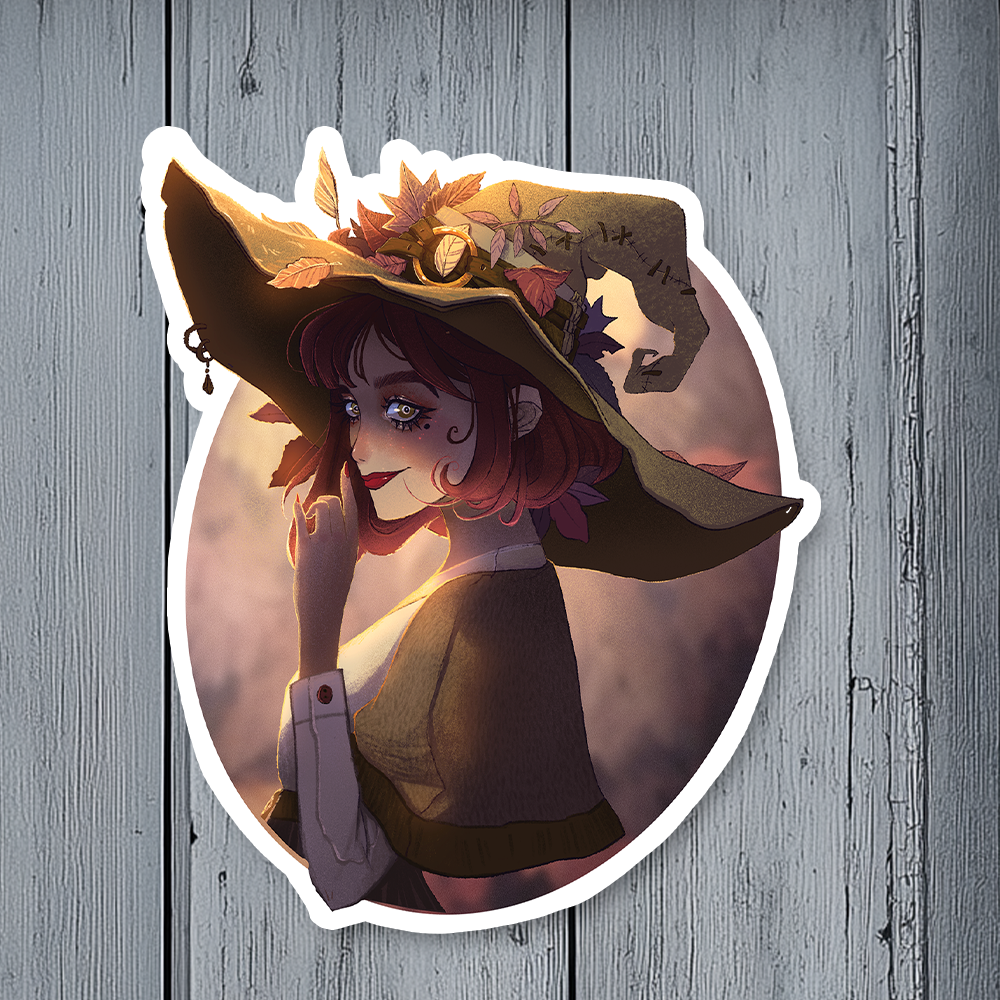 Autumn Whisper Witch - vinyl sticker