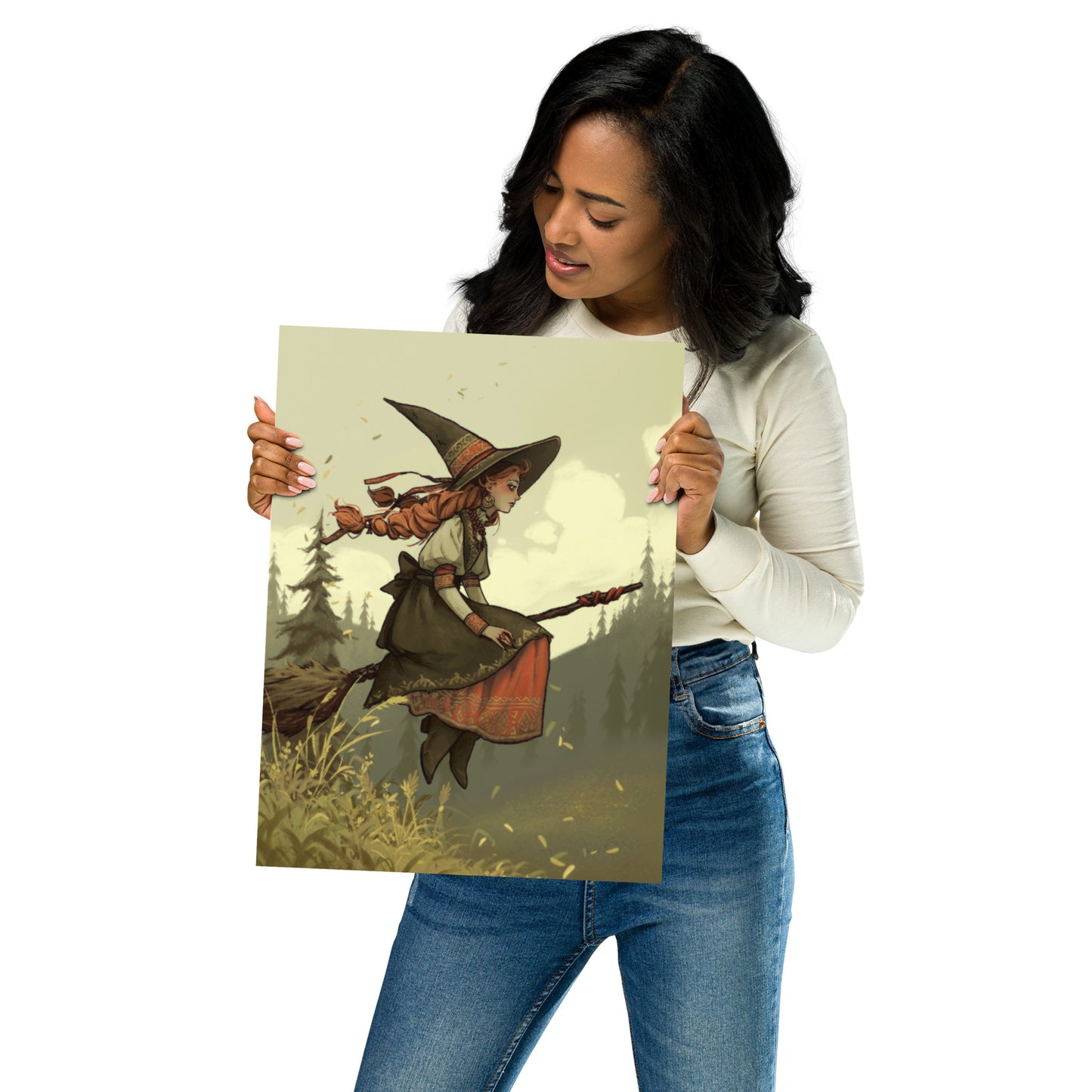 Flight on a broomstick - art print
